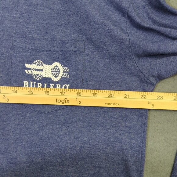 Burlebo T-Shirt Men's L Blue Pocket Tee Long Sleeve Tis The Season Graphic - Picture 5 of 11